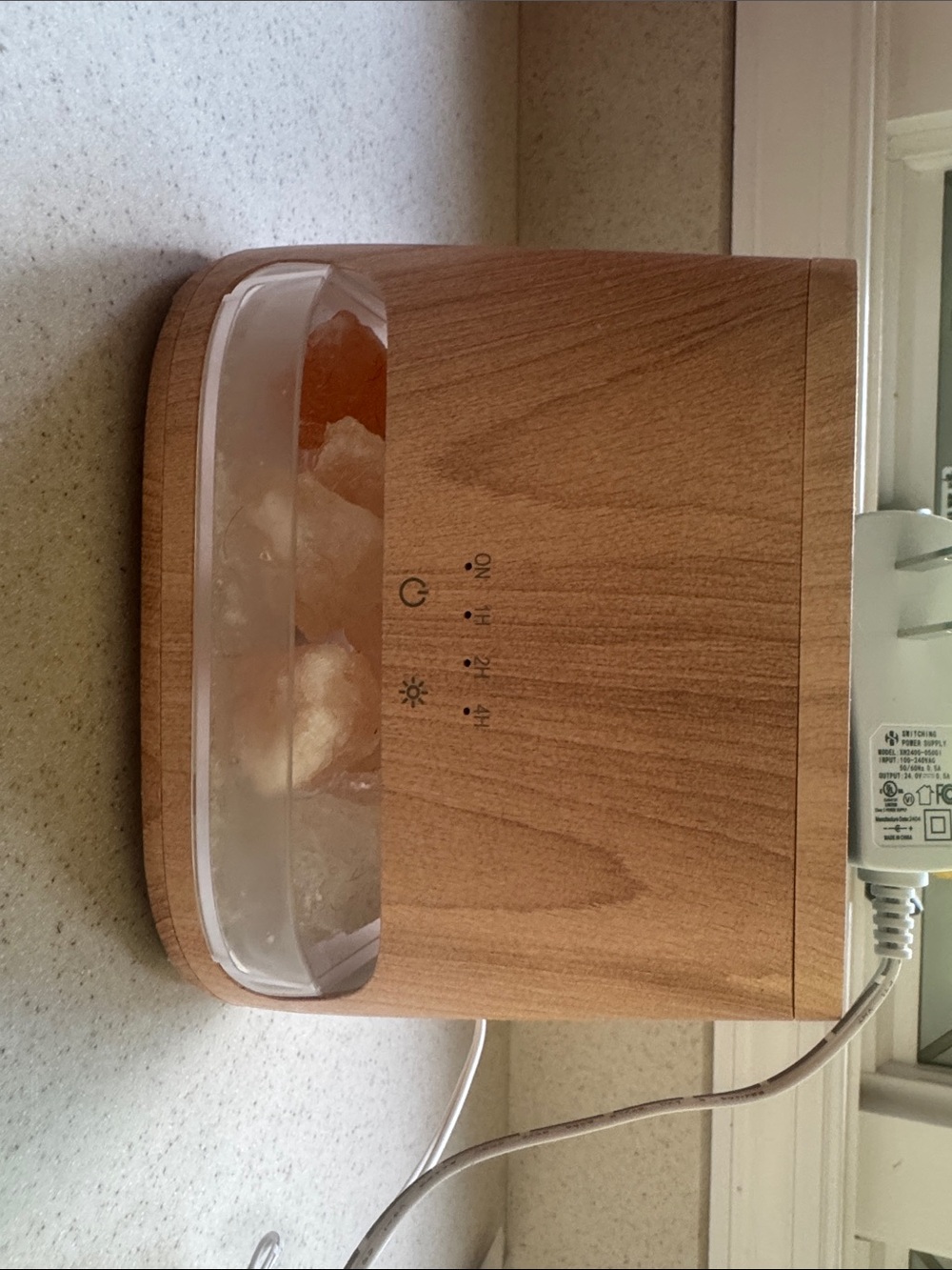 Wood‑Finish Himalayan Salt Lamp / Humidifier with Light
